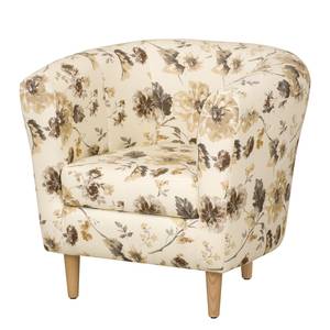 Fauteuil Casales I geweven stof - gebloemd - Beige/bruin