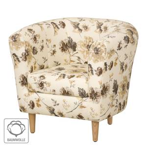 Fauteuil Casales I geweven stof - gebloemd - Beige/bruin