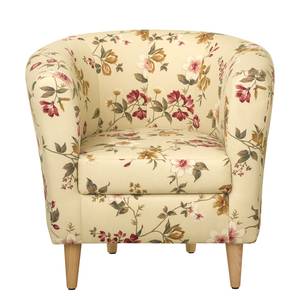 Fauteuil Casales II geweven stof - gebloemd - Beige