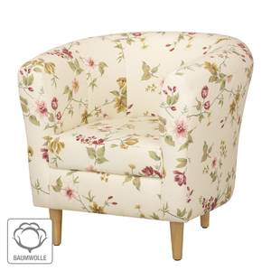 Fauteuil Casales II geweven stof - gebloemd - Crème