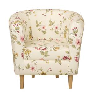 Fauteuil Casales II geweven stof - gebloemd - Crème