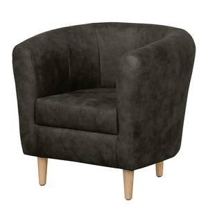 Fauteuil Casales antieke leerlook - Antraciet