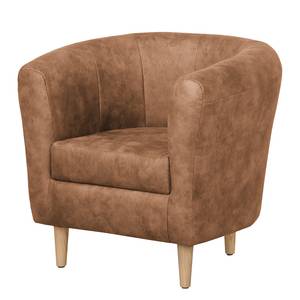 Fauteuil Casales antieke leerlook - Lichtbruin