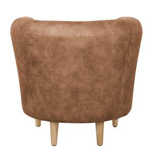 Fauteuil Casales Aspect cuir antique - Marron clair