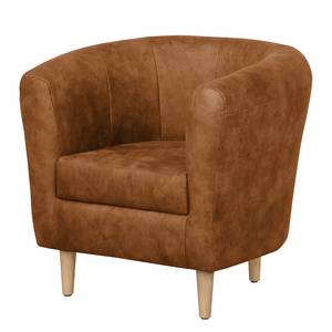 Fauteuil Casales Aspect cuir antique - Cognac