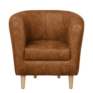 Fauteuil Casales Aspect cuir antique - Cognac