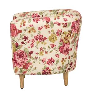 Fauteuil Casales geweven stof - wit/roze