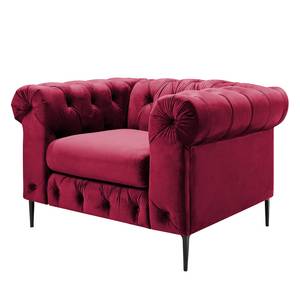 Fauteuil Cayley Velours - Rouge bordeaux - Rouge Bordeaux