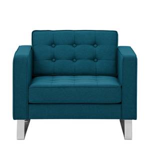 Fauteuil Chelsea geweven stof Stof Ramira: Turquoise - Beugelpoten