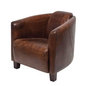 Fauteuil Cigar Lounge (cuir véritable) Marron