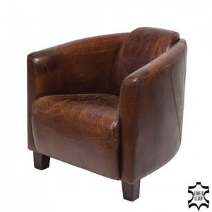 Fauteuil Cigar Lounge (cuir véritable) Marron