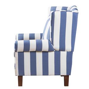 Fauteuil Colmar Tissu bleu à rayures - Sans tabouret