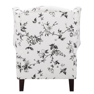 Sessel Colmar Webstoff - Blume Weiß/Schwarz - Mit Hocker