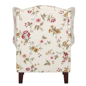 Poltrona Colmar Tessuto beige a fiori - Bianco crema - Con Sgabello