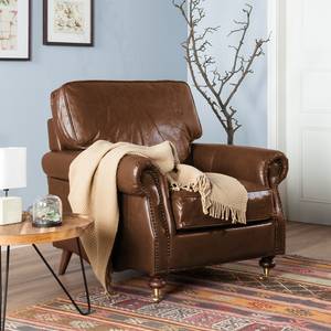 Fauteuil Corris Cuir véritable - Marron