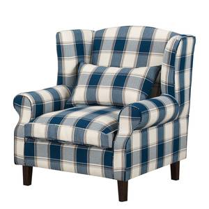 Fauteuil à oreilles Colmar XL Tissu - Bleu lumineux / Noir