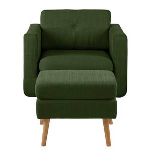 Fauteuil Croom geweven stof - antiekgroen - Hocker - Met hocker