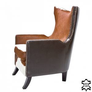 Fauteuil Denver Cow (cuir véritable) Marron / Blanc