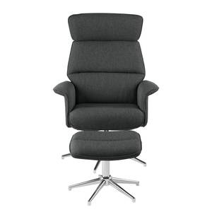 Fauteuil Dingle (met hocker) geweven stof - grijs