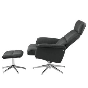 Fauteuil Dingle (met hocker) geweven stof - grijs