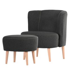 Fauteuil Edenton geweven stof - grijs - Met hocker