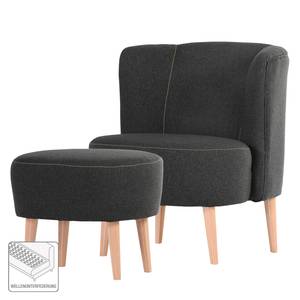 Fauteuil Edenton geweven stof - grijs - Met hocker