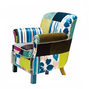 Fauteuil Elégant Tissu Patchwork