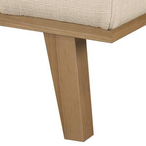 Sessel Eva II Webstoff Creme - Beige - Eiche - Mit Hocker