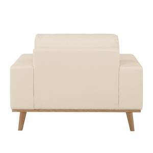 Sessel Eva II Webstoff Creme - Beige - Eiche - Ohne Hocker