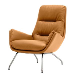 Sessel Garbo VIII Echtleder Neka: Cognac - Chrom glänzend