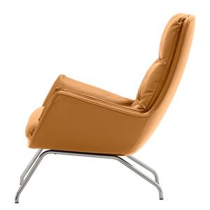 Fauteuil Garbo VIII Echt leer Neka: Cognackleurig - Chroomkleurig glanzend