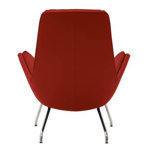 Fauteuil Garbo VIII Echt leer Neka: Rood - Chroomkleurig glanzend