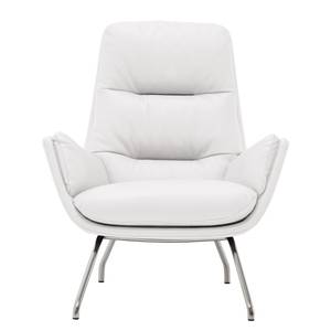 Fauteuil Garbo VIII Echt leer Neka: Wit - Chroomkleurig glanzend