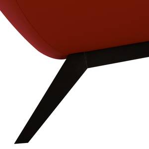 Sessel GARBO mit Holzfüßen Echtleder Neka: Rot - Schwarz