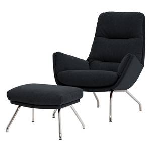 Fauteuil Garbo VI Tissu - Tissu Saia: Anthracite - Chrome brillant