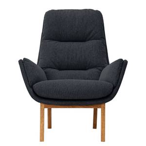 Fauteuil GARBO met houten pootjes Geweven stof Saia: Antraciet - Donkere eikenhout