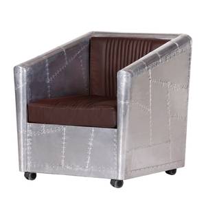 Fauteuil Gatwick kunstleer/aluminium - zilverkleurig/bruin