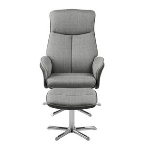 Fauteuil Gort (met hocker) geweven stof/kunstleer - lichtgrijs