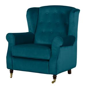 Oorfauteuil Grendon - fluweel Petrolblauw