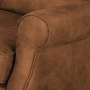 Oorfauteuil Grendon antieke leerlook - Middel bruin