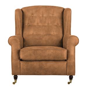 Oorfauteuil Grendon antieke leerlook - Oker