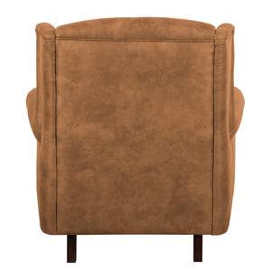 Fauteuil à oreilles Grendon Aspect cuir vieilli - Ocre