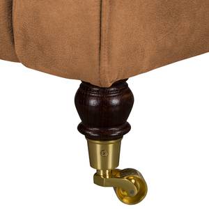 Fauteuil à oreilles Grendon Aspect cuir vieilli - Ocre