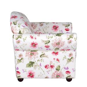 Fauteuil Henry Tissu crème / Rouge - Motif floral