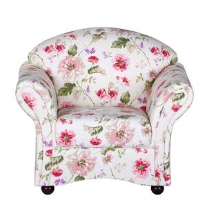 Fauteuil Henry crèmekleurige/rode geweven stof - bloemenmotief