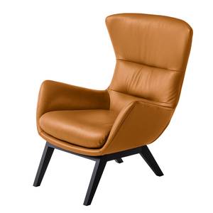 Fauteuil Hepburn I Cuir véritable - Cuir véritable Neka : Cognac - Noir