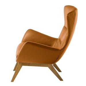 Fauteuil Hepburn I Cuir véritable - Chêne - Cuir véritable Neka Cognac - Cuir véritable Neka : Cognac - Chêne foncé