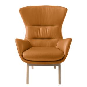 Fauteuil Hepburn I echt leer - Echt leer Neka: Cognackleurig - Lichte eikenhouten