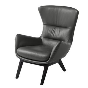 Fauteuil Hepburn I Cuir véritable - Noir - Cuir véritable Neka Gris - Cuir véritable Neka : Gris - Noir