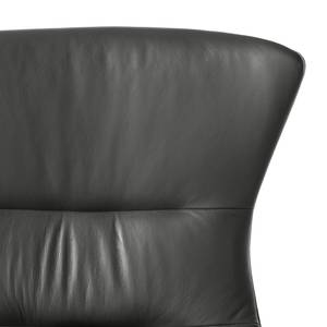 Fauteuil Hepburn I Cuir véritable - Cuir véritable Neka : Gris - Chêne foncé